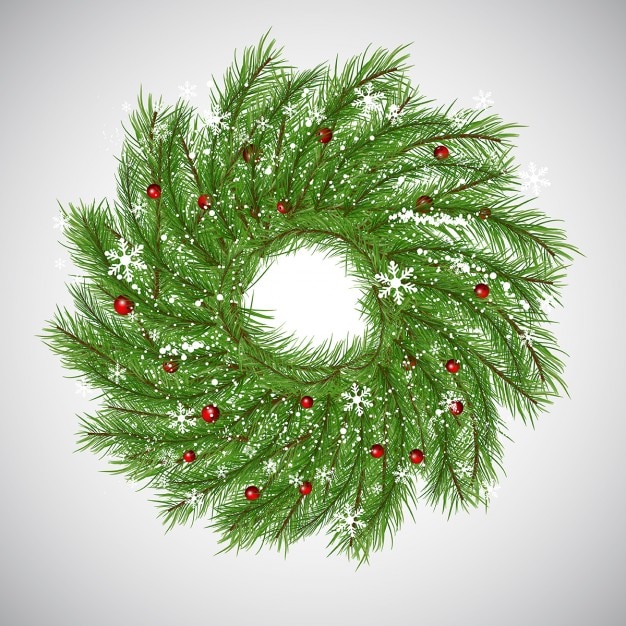 Download Christmas wreath with red berries Vector | Free Download