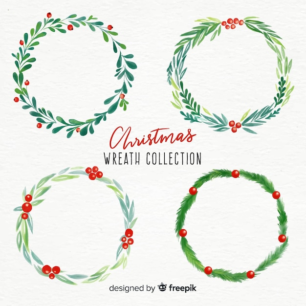 Free Vector | Christmas wreaths set