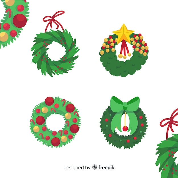 Free Vector | Christmas wreaths set