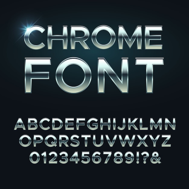 Premium Vector Chrome Metal Font Steel Metallic Alphabet Letters