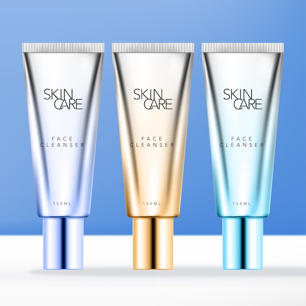 Download Premium Vector Chrome Or Silver Metallic Beauty Product Tube With Gradient Color Effect