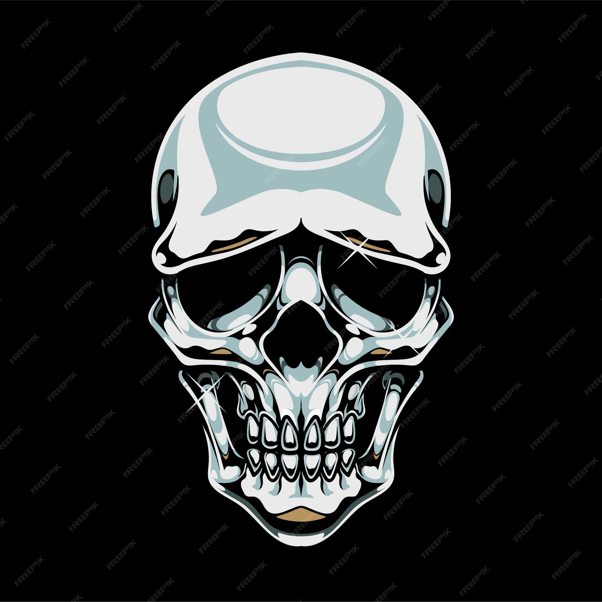 Premium Vector | Chrome skull isolated on black