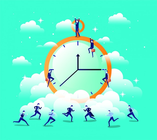 Chronometer timer with businessmen Premium Vector