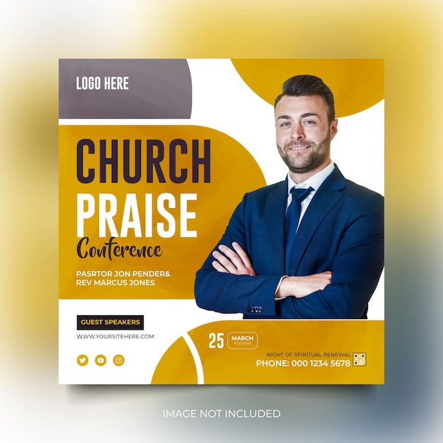 Premium Vector | Church conference christian sunday service social post ...