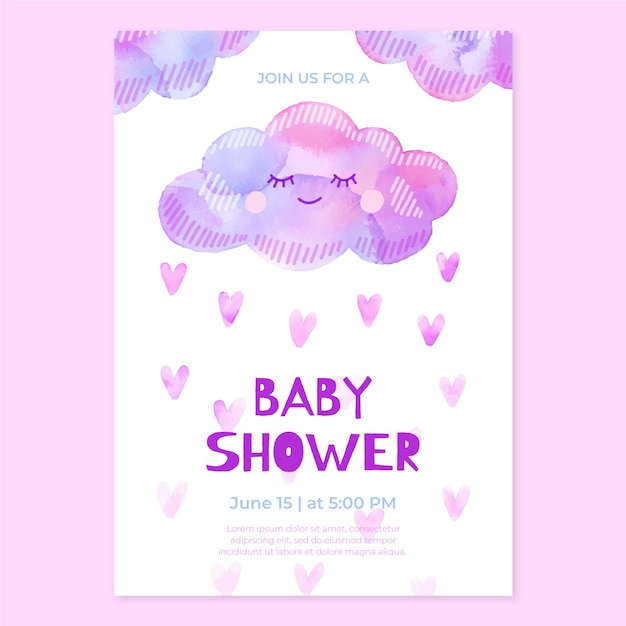 Free Vector Chuva De Amor Baby Shower Card Template