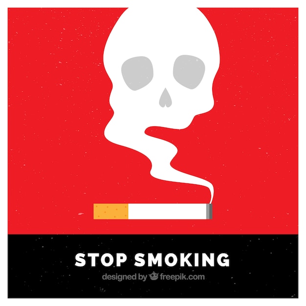 Premium Vector | Cigarette with smoke skull background