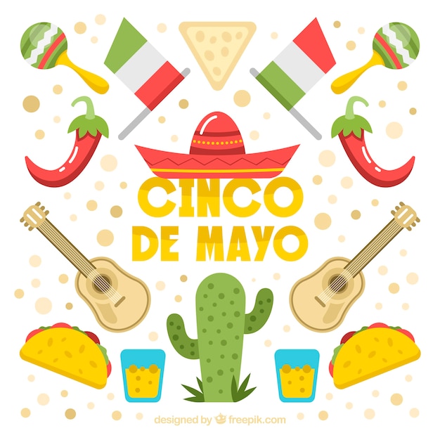 Free Vector | Cinco de mayo background with traditional food