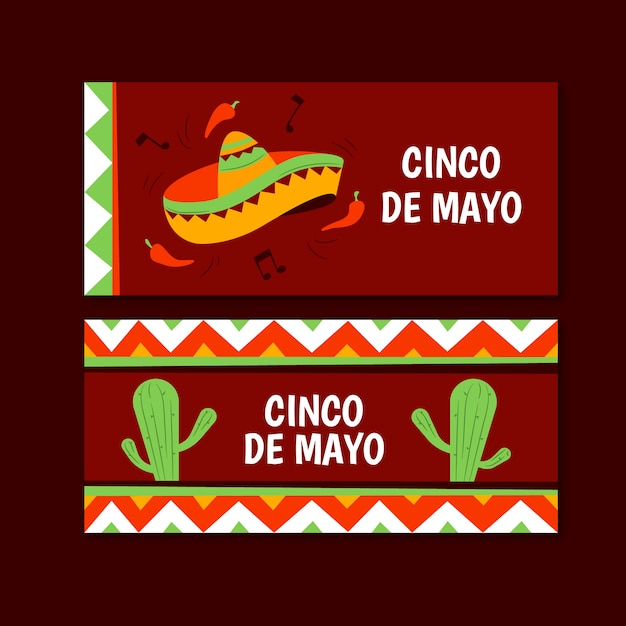 Free Vector | Cinco de mayo banners hand drawn