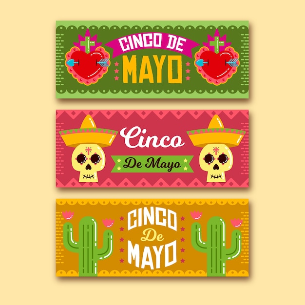 Free Vector | Cinco de mayo banners template for celebration