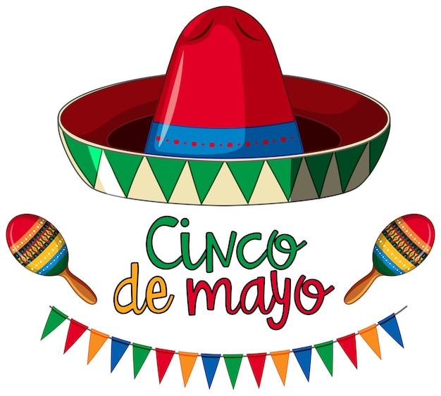 Premium Vector Cinco de mayo card template with red hat and colorful