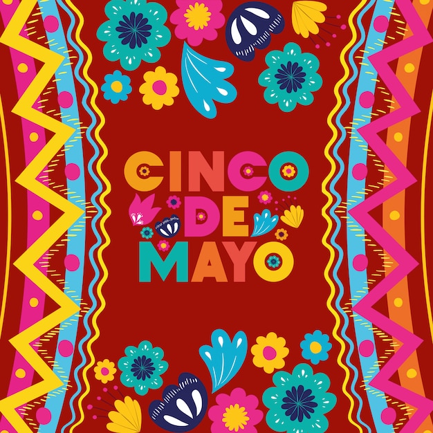 Premium Vector | Cinco de mayo card with floral and texture frame