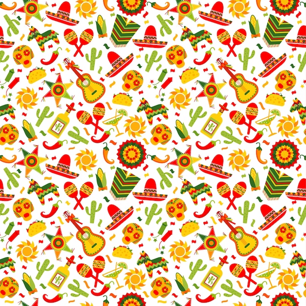 Cinco de Mayo celebration in Mexico pattern Vector Premium Download