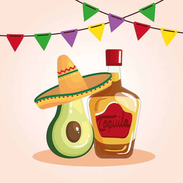 Premium Vector | Cinco de mayo illustration with bottle tequila and ...