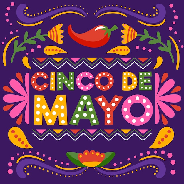 Cinco de mayo lettering concept | Free Vector