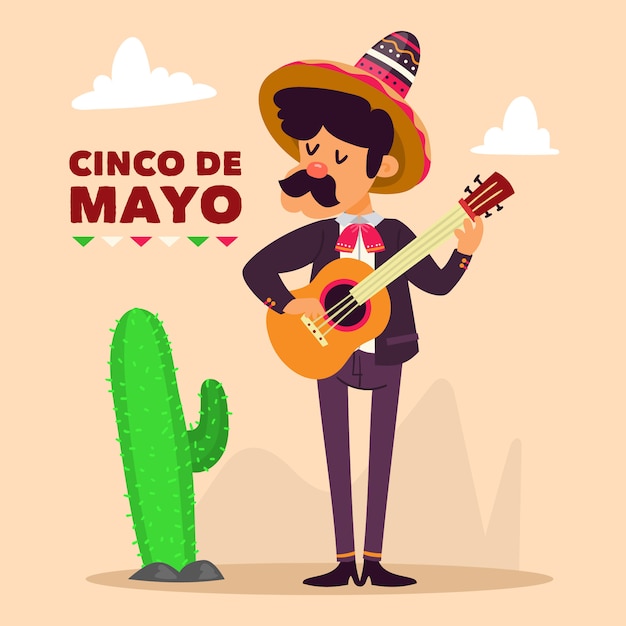 Premium Vector | Cinco de mayo man playing guitar