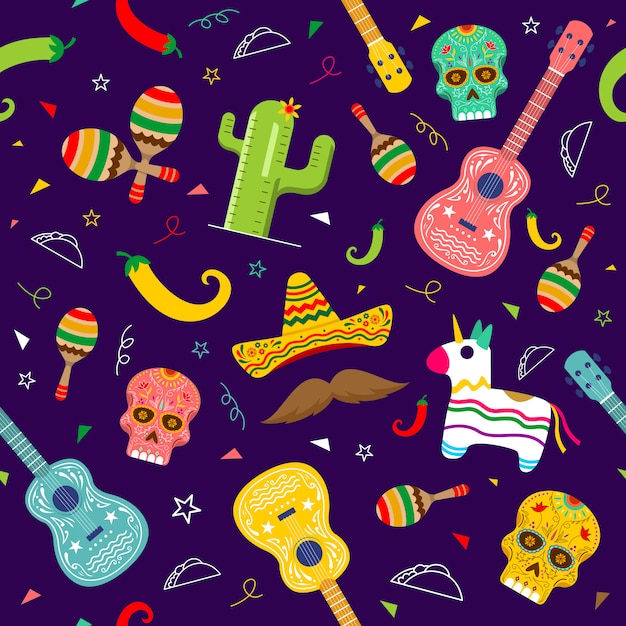 Cinco de mayo pattern Vector Premium Download