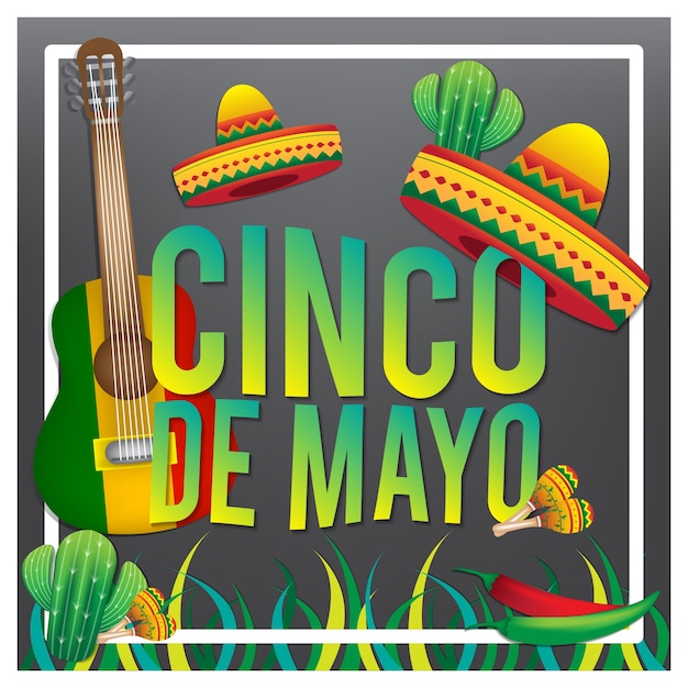 Premium Vector | Cinco de mayo poster design with decorations