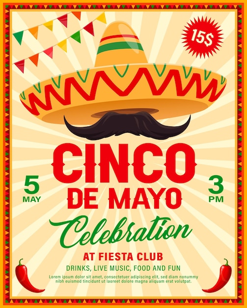 Premium Vector Cinco De Mayo Sombrero Flyer Of Mexican Fiesta Party