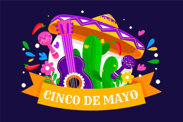 Free Vector | Cinco de mayo with guitar