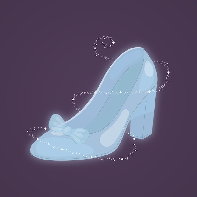 Premium Vector | Cinderella's lost glass shoe with bow tie