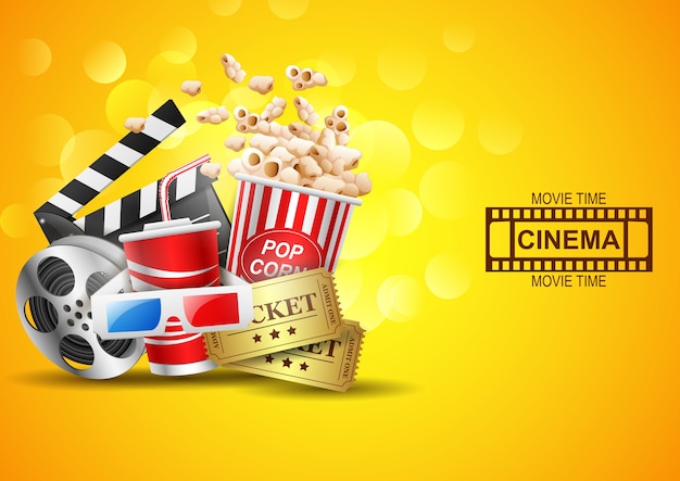 Premium Vector | Cinema design above background yellow