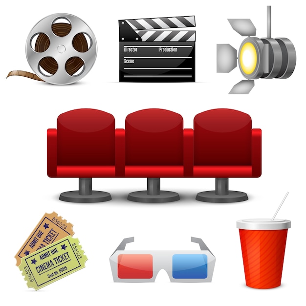 Premium Vector | Cinema entertainment decorative icons