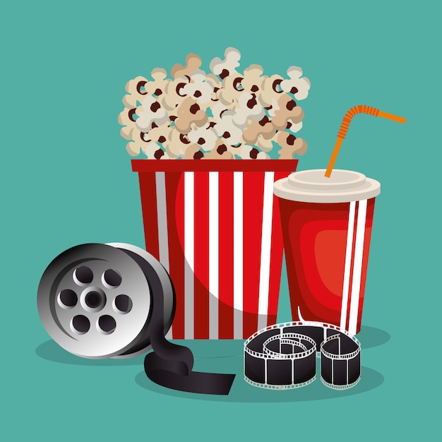 Premium Vector | Cinema food with film icons