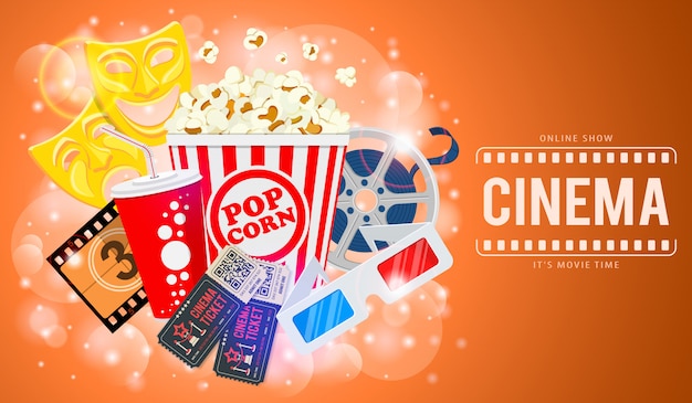 Cinema and movie banner Vector | Premium Download