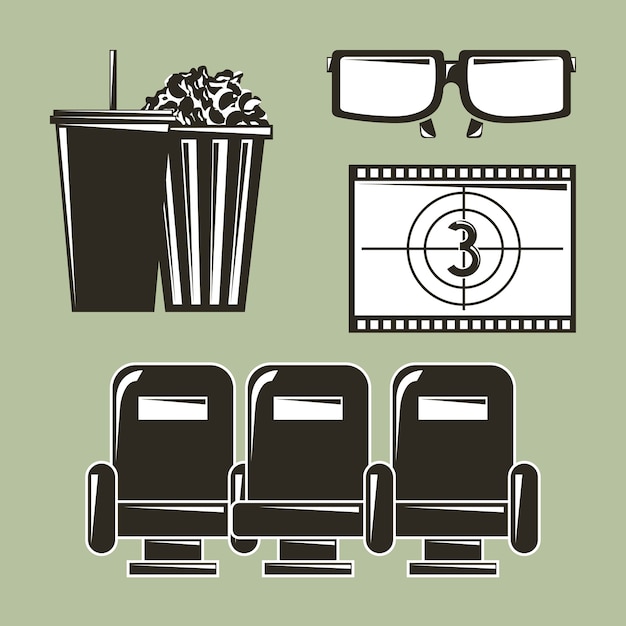 Premium Vector | Cinema movie film equipment set