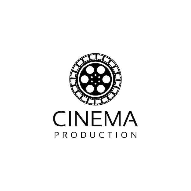 Premium Vector | Cinema movie film logo design with old film cartridge ...