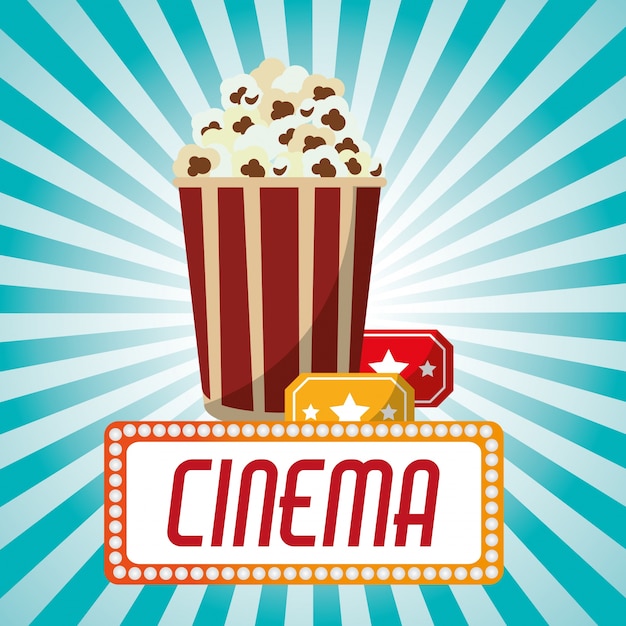 Premium Vector | Cinema pop corn tickets blue stripes background