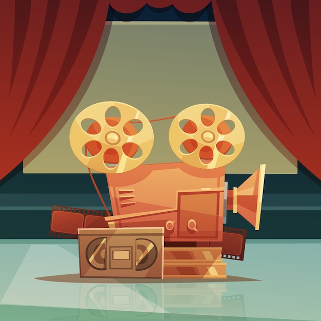 Cinema retro cartoon background | Free Vector