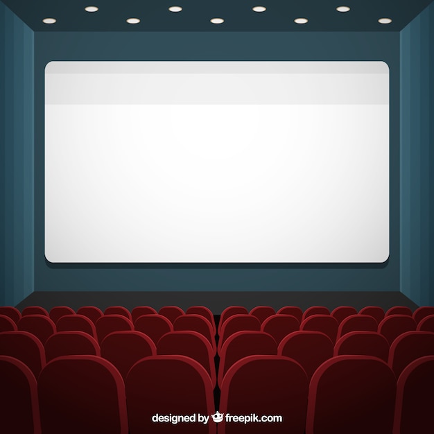 Premium Vector | Cinema screen with iluminated armchairs background