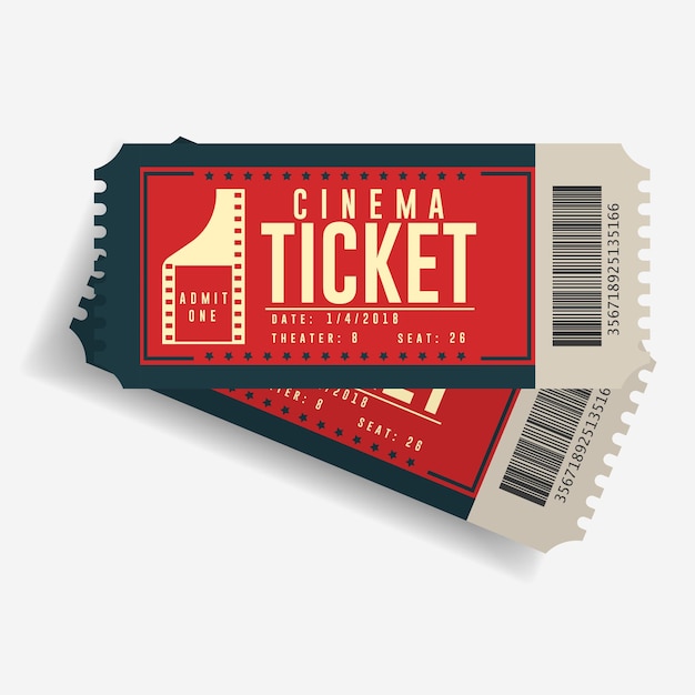 Premium Vector | Cinema ticket icon, movie cardboard pair of tickets ...