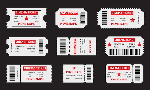 Premium Vector | Cinema ticket set. template of red and white tickets ...