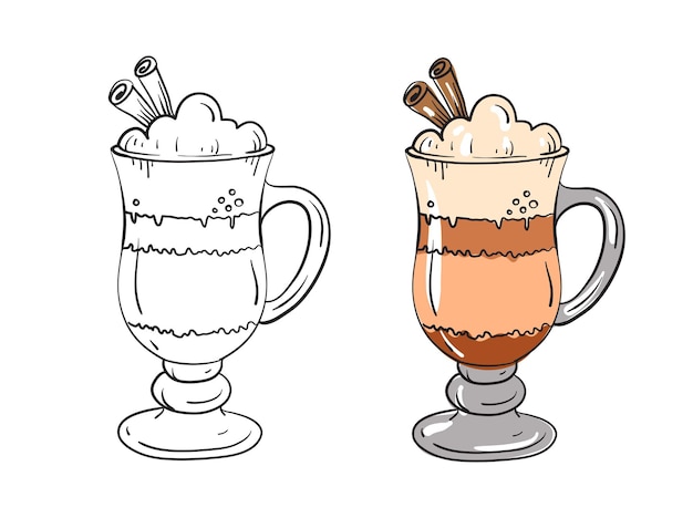 Premium Vector | Cinnamon coffee latte. line art vector illustration.