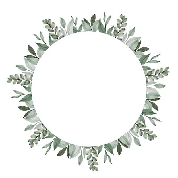 Premium Vector | Circle frame with arrangement of green leaves