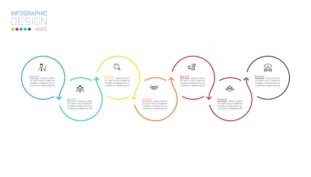 Circle label infographic with step by steps. Premium Vector