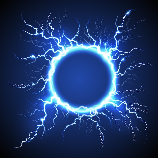 Free Vector Circle lightning realistic blue background