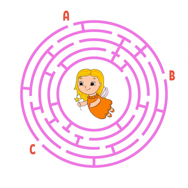 Circle maze. game for kids. puzzle for children. Premium Vector