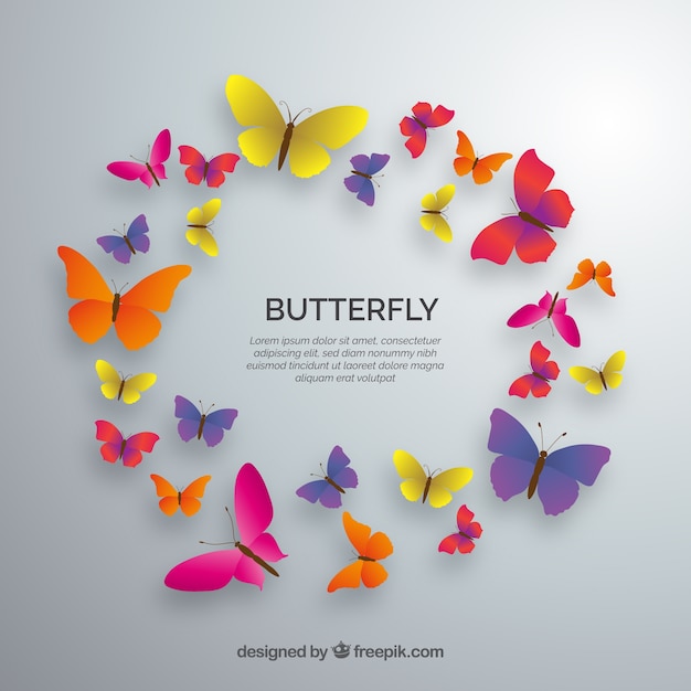 Download Circle of colored butterflies Vector | Free Download