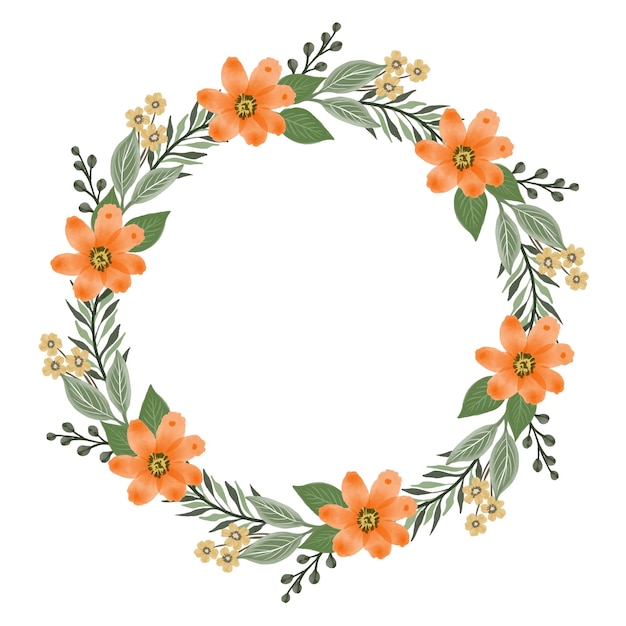 Premium Vector | Circle oranges bouquet circle frame with orange flower ...