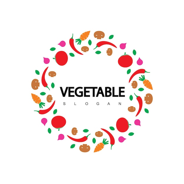 Premium Vector | Circle vegetable logo vegan label design vector