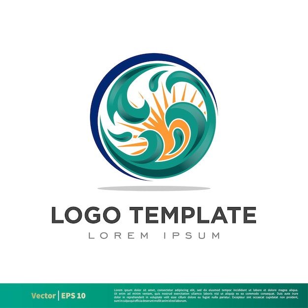 Download Free Circle Water Waves And Sunshine Logo Template Premium Vector Use our free logo maker to create a logo and build your brand. Put your logo on business cards, promotional products, or your website for brand visibility.