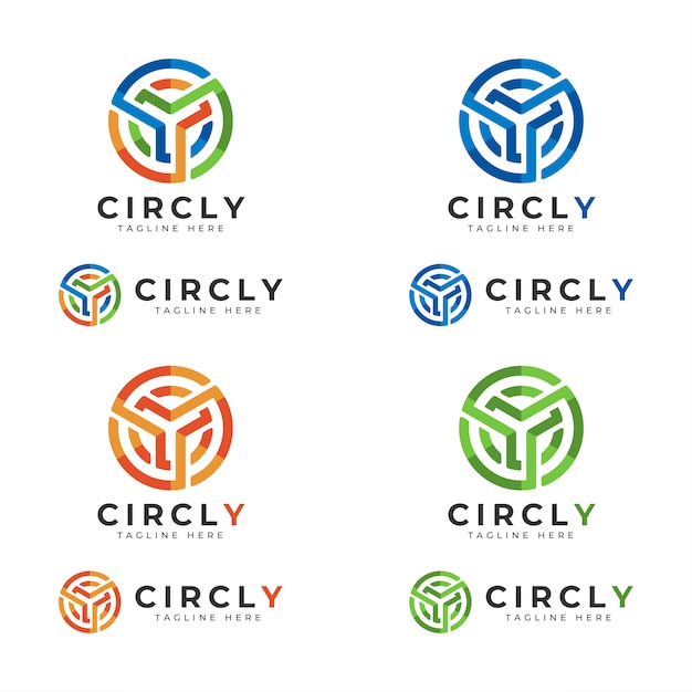 Circley文字yロゴ付きサークルコンセプト プレミアムベクター