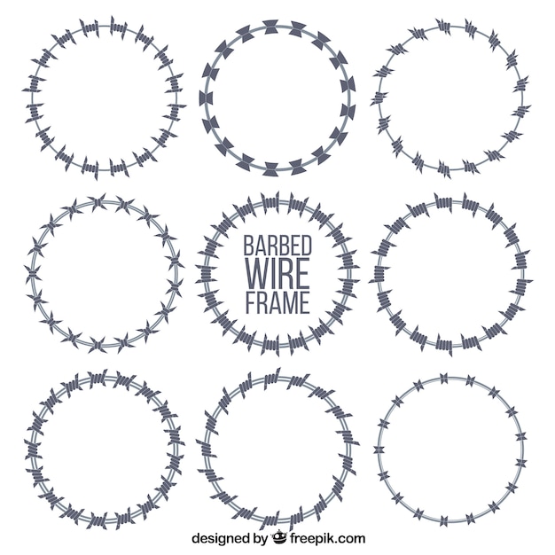 Download Circular barbed wire frame collection | Free Vector