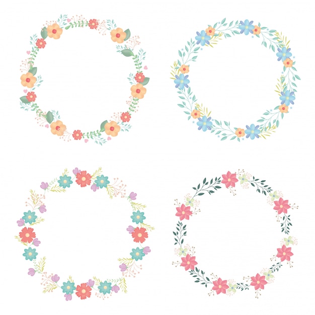 Download Circular crowns with flowers and leafs decoration | Free ...