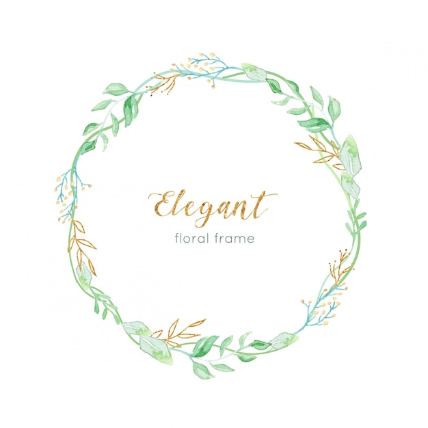 Download Circular floral frame with golden elements | Free Vector