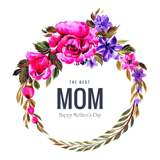 Free Vector | Circular flowers decoration frame mothers day card design