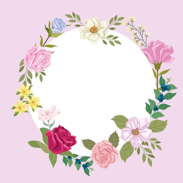 Premium Vector | Circular frame with flowers